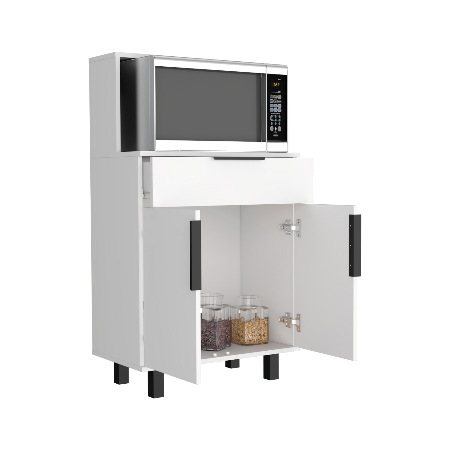 Mueble Microondas Bajo Oshawa, Blanco, con espacio para colocar horno microondas