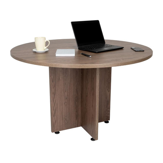 Mesa Redonda M-120 Home Office, Negro Soft / Coñac