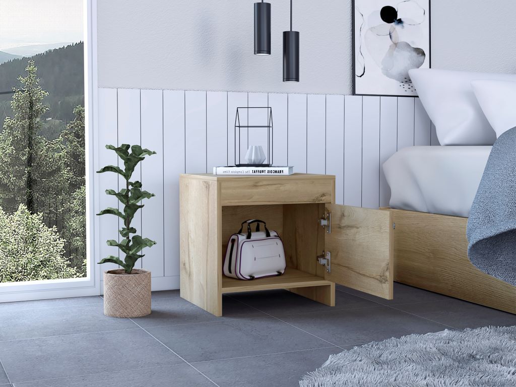 Velador Una Puerta, FM Furniture 026C, Café Claro
