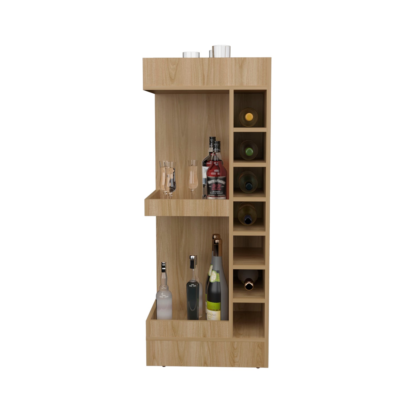 Bar Bajo Esquinero Lyman, Fresno, Con Espacio Para Organizar Botellas De Vino