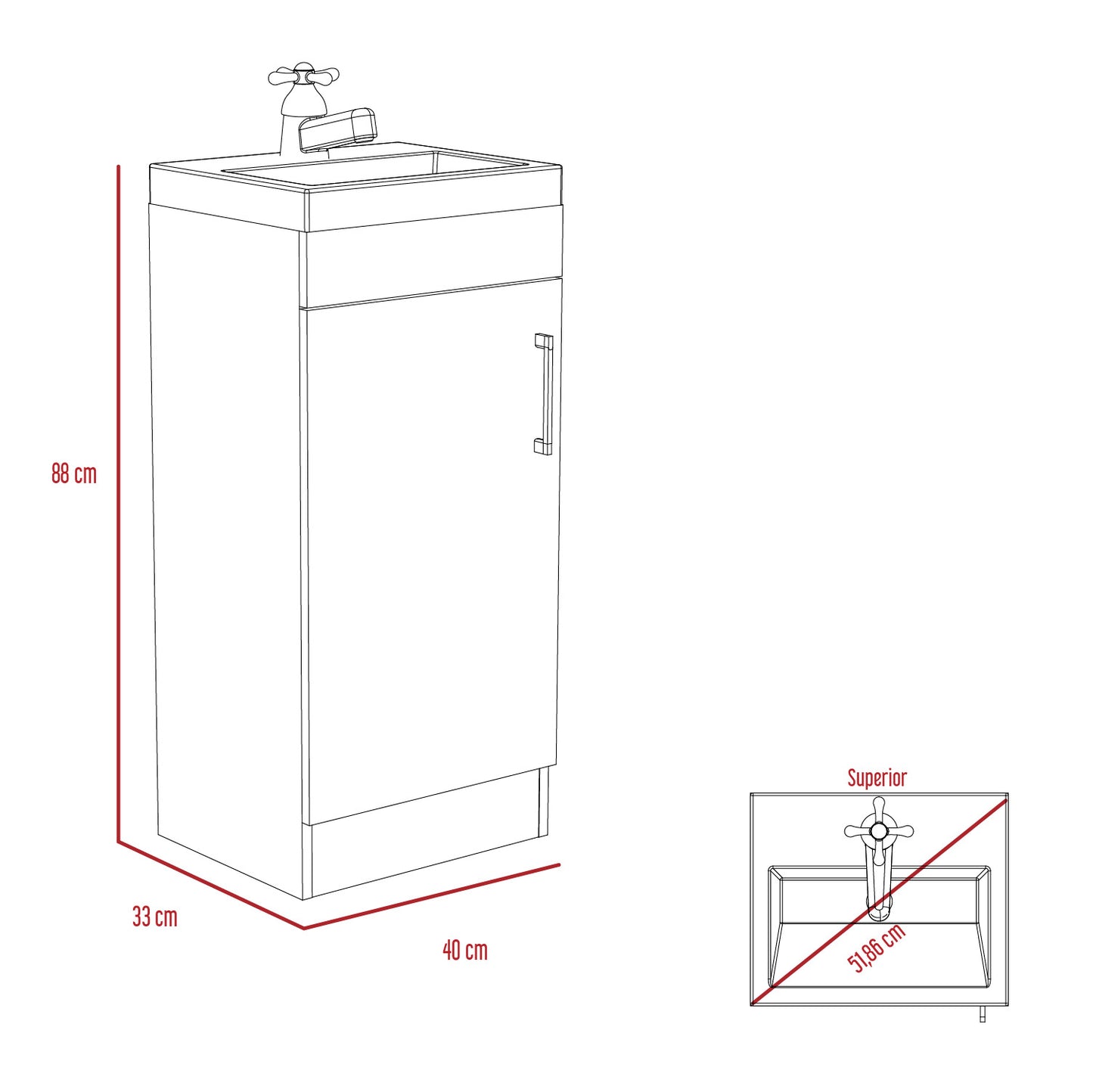 Mueble Vanitorio Una Puerta , FM Furniture, Café Claro