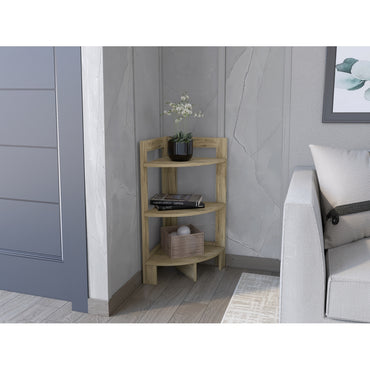 Mesa Auxiliar Esquinera Riga, Macadamia, con varios entrepaños