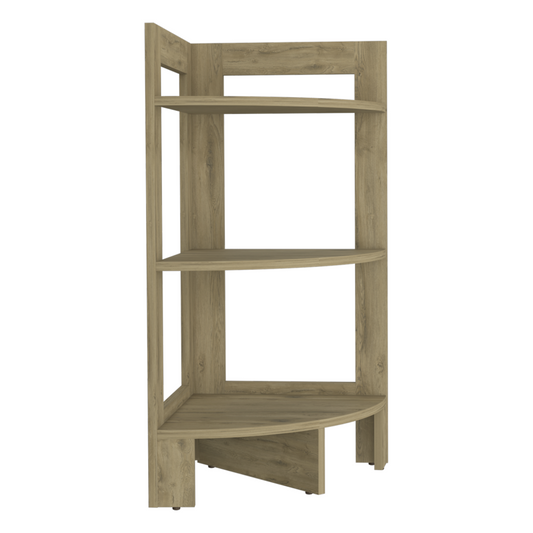 Mesa Auxiliar Esquinera Riga, Macadamia, con varios entrepaños