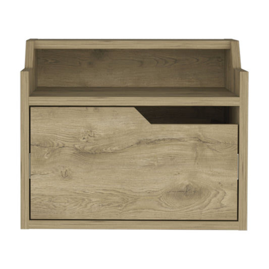 Velador Busan Flotante, Macadamia, con un cajón deslizable