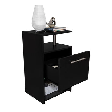 Mesa de Noche Alta Jena, Wengue, con cajon para guardar objetos