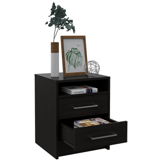 Velador Dos Cajones FM 019N, Negro