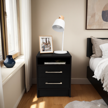 Velador Eter, Wengue, con Dos Cajones Multiusos