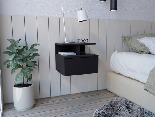 Velador Flotante Un Cajón, FM Furniture 007N, Negro