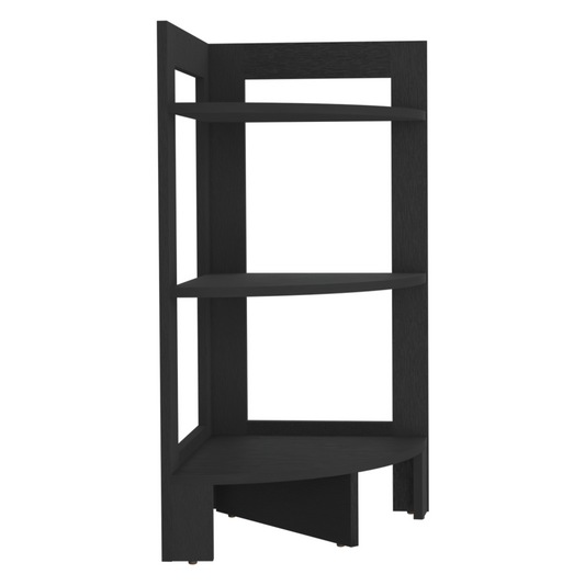 Mesa Auxiliar Esquinera Riga, Wengue, con varios entrepaños