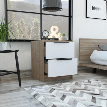 Velador Dos Cajones, FM Furniture 001C, Cafe Claro