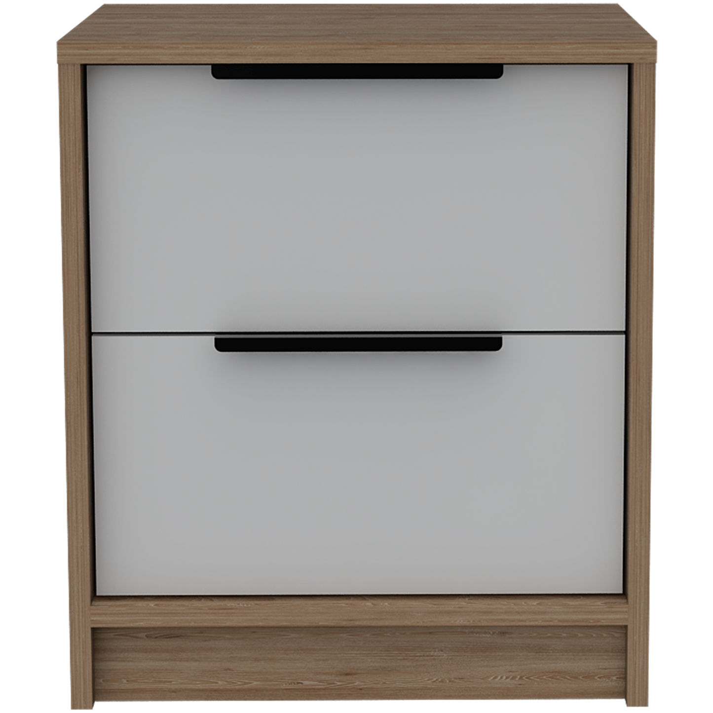 Velador Dos Cajones, FM Furniture 021C, Café Claro Y Blanco
