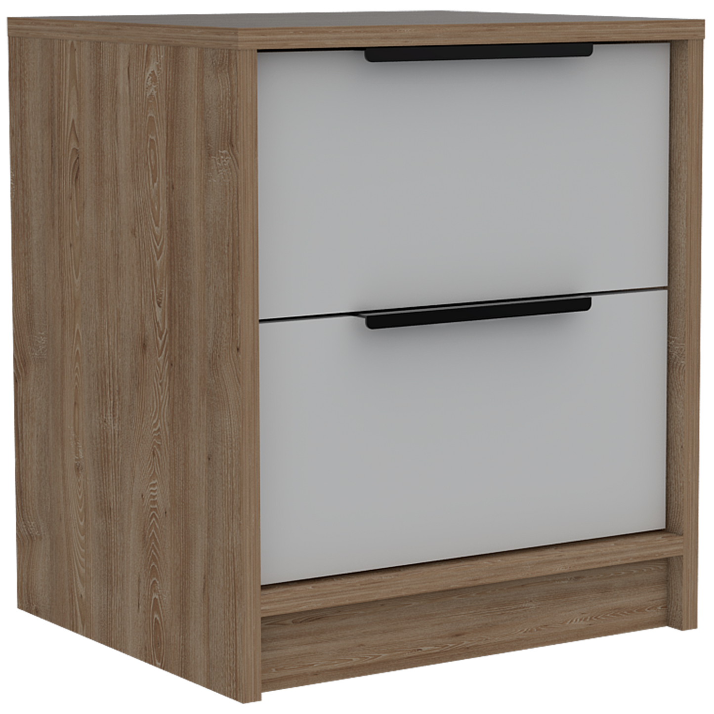 Velador Dos Cajones, FM Furniture 021C, Café Claro Y Blanco