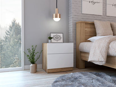 Velador Un Cajon Una Puerta FM 023C, Café Claro / Blanco