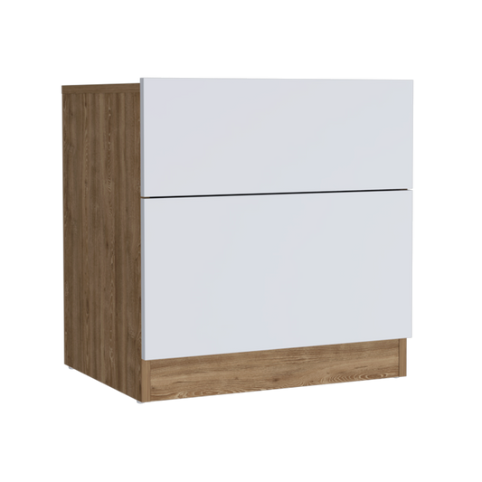 Velador Un Cajon Una Puerta FM 023C, Café Claro / Blanco