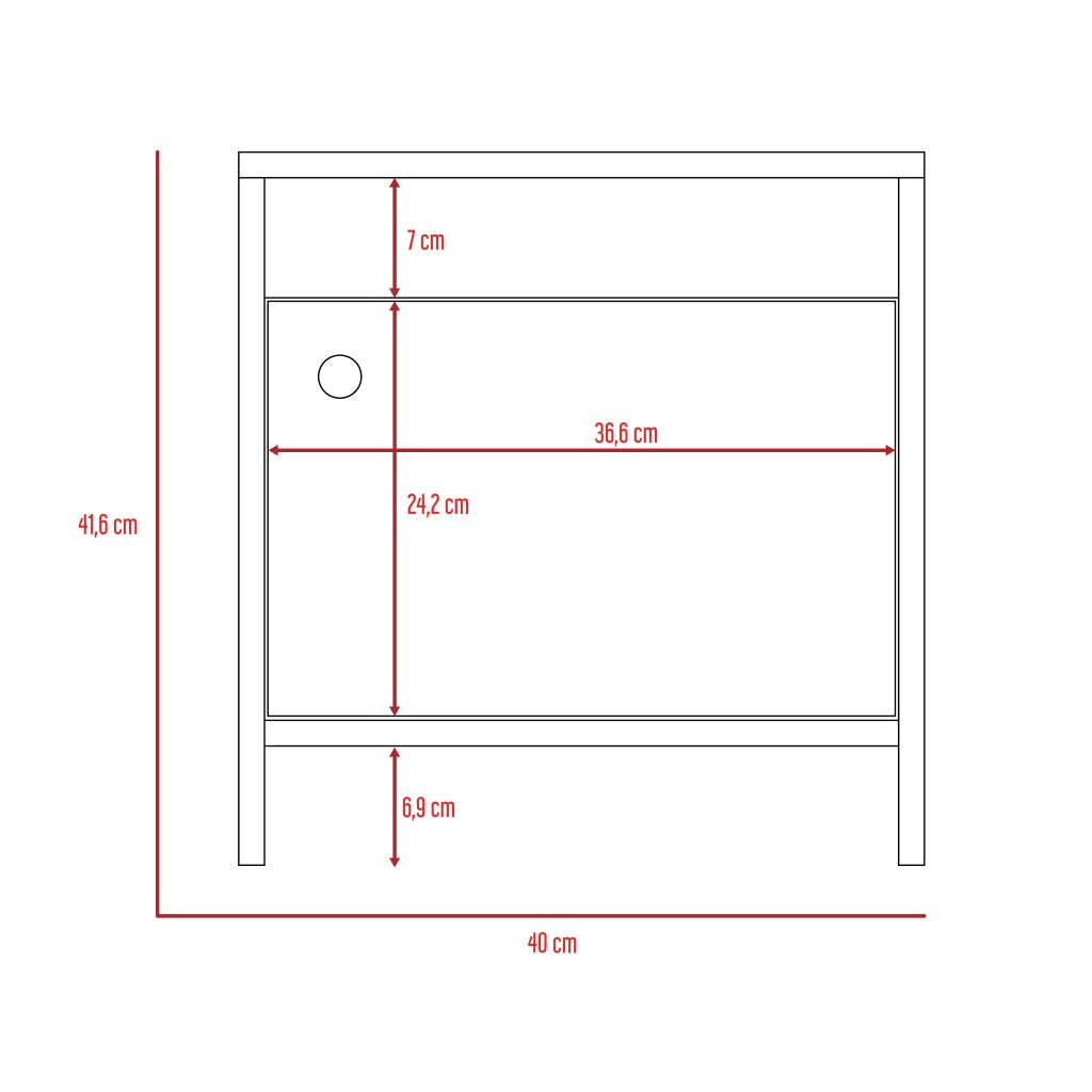 Velador Una Puerta, FM Furniture 026B, Café Claro Y Blanco