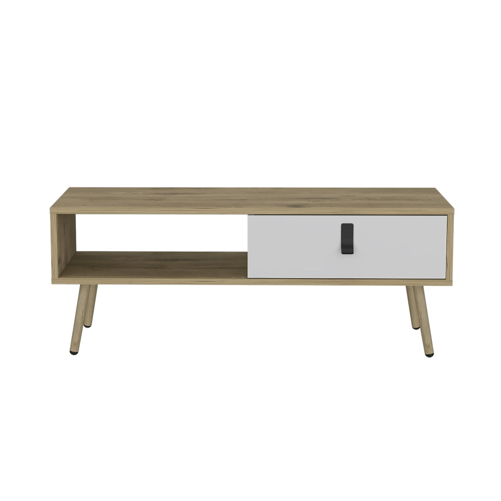 Mesa De Centro Un Cajon Fm 015C Café Claro Y Blanco