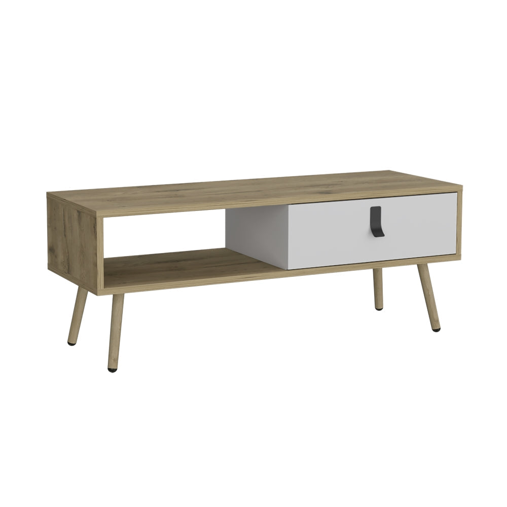 Mesa De Centro Un Cajon Fm 015C Café Claro Y Blanco