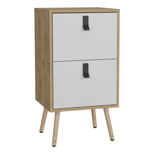 Velador Huna, Macadamia, con dos cajones deslizables