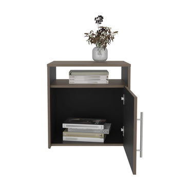 Mesa de Noche Montano, Milan y Wengue, con un cajón y espacio para colocar objetos decorativos