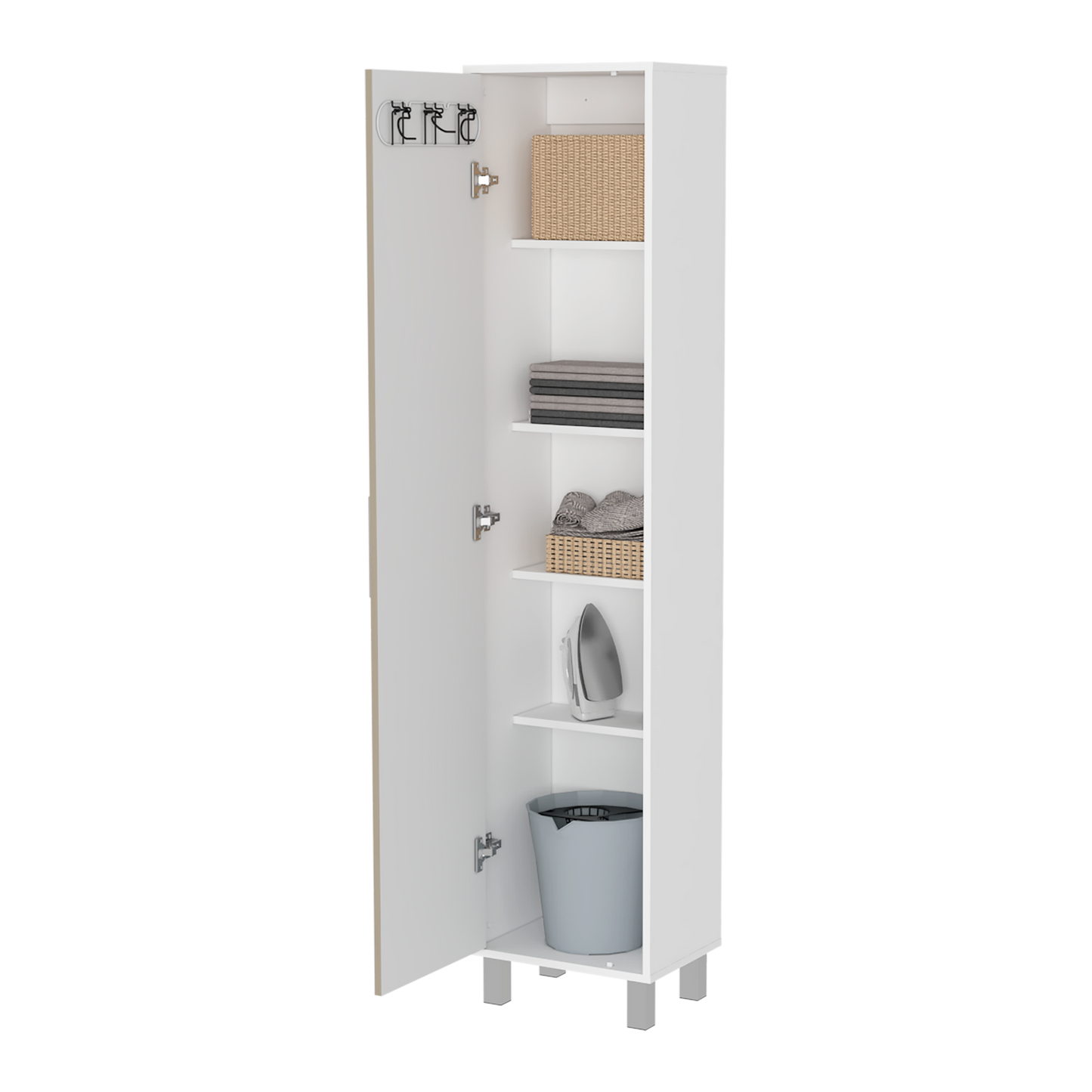 Mueble De Aseo Laska, Con Una  Puerta,  Blanco Y Rovere