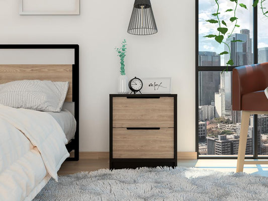 Velador Dos Cajones, FM Furniture 001N, Negro