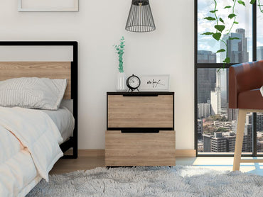 Velador Dos Cajones, FM Furniture 001N, Negro