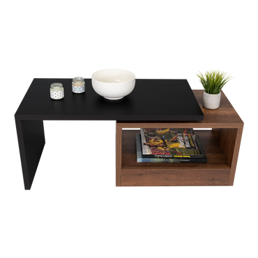 Mesa de Centro Wesley, Wengue y Cobre, con Un Cajón Amplio