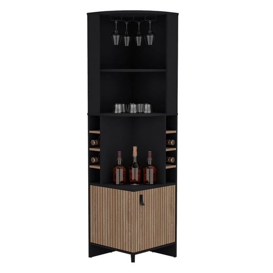 Bar Esquinero Ocho Botelleros Y Portacopas Fm 011N Negro