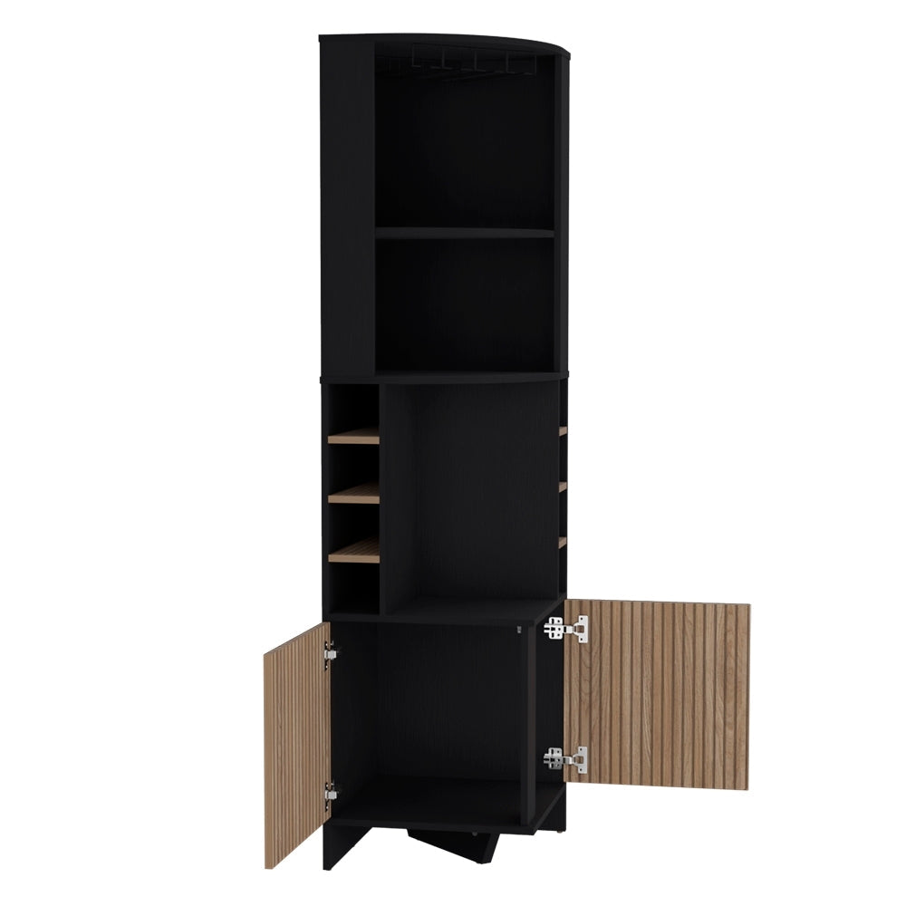 Bar Esquinero Ocho Botelleros Y Portacopas Fm 011N Negro