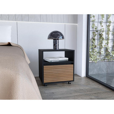 Velador Con Ruedas Un Cajon FM 018N, Negro