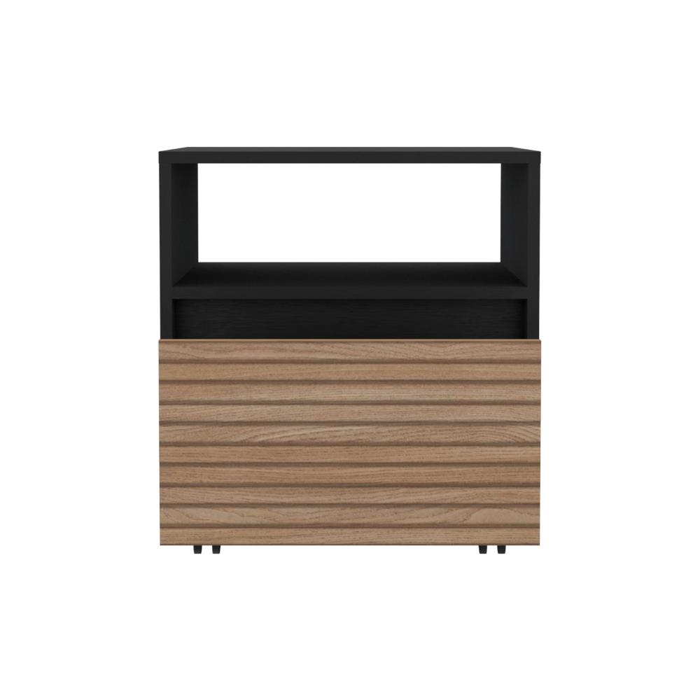 Velador Con Ruedas Un Cajon FM 018N, Negro