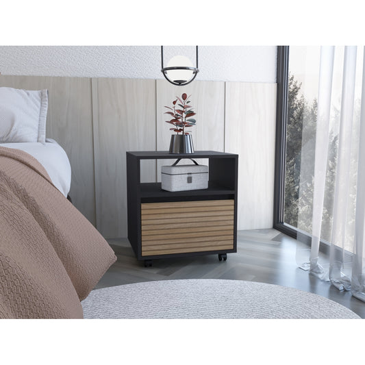 Velador Cruella, Wengue y Miel, con espacio para colorcar objetos decorativos