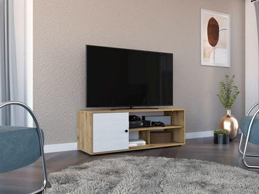 Rack Tv 55" Con Una Puerta FM 040C, Café Claro