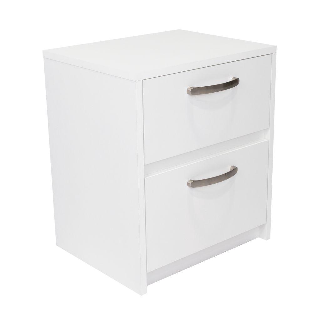 Velador Argento, Blanco, con Dos Cajones Deslizables