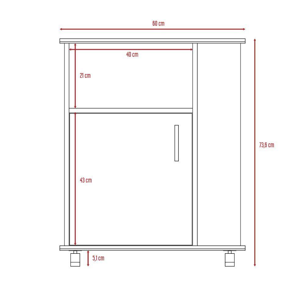 Mueble Microondas Bajo Kit, Café Claro y Blanco, con Rodachinas Plásticas y Amplio Espacio Para Almacenar