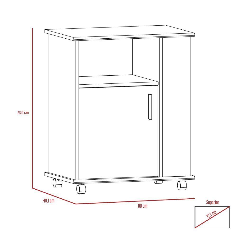 Mueble Microondas Bajo Kit, Café Claro y Blanco, con Rodachinas Plásticas y Amplio Espacio Para Almacenar