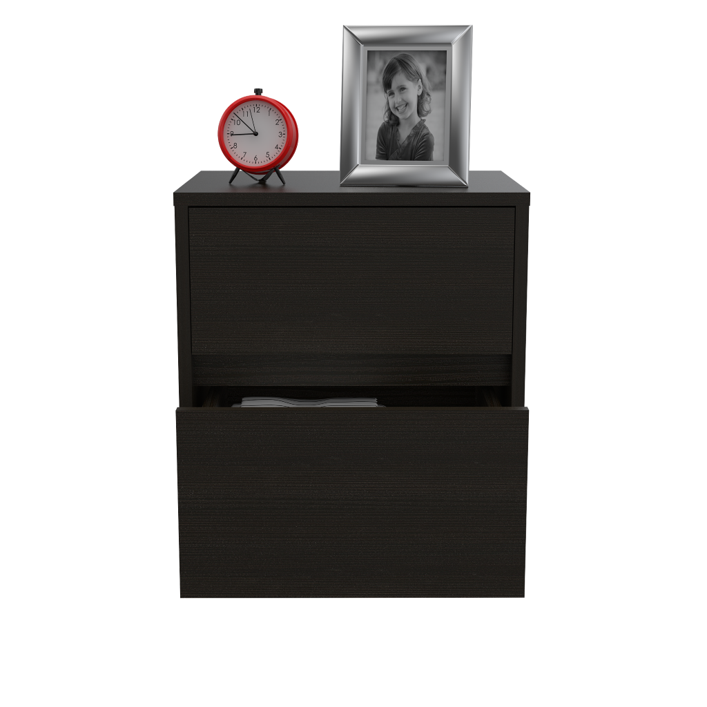 Velador Dos Cajones, FM Furniture 024N, Negro