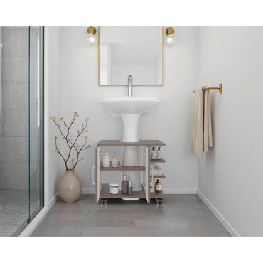 Optimizador Lavamanos Bath 300 Dos Puertas, Avellana y Blanco