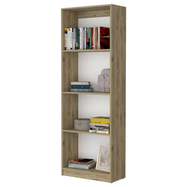 Biblioteca Estante Con Cuatro Repisas Melamina, FM Furniture Cafe Claro