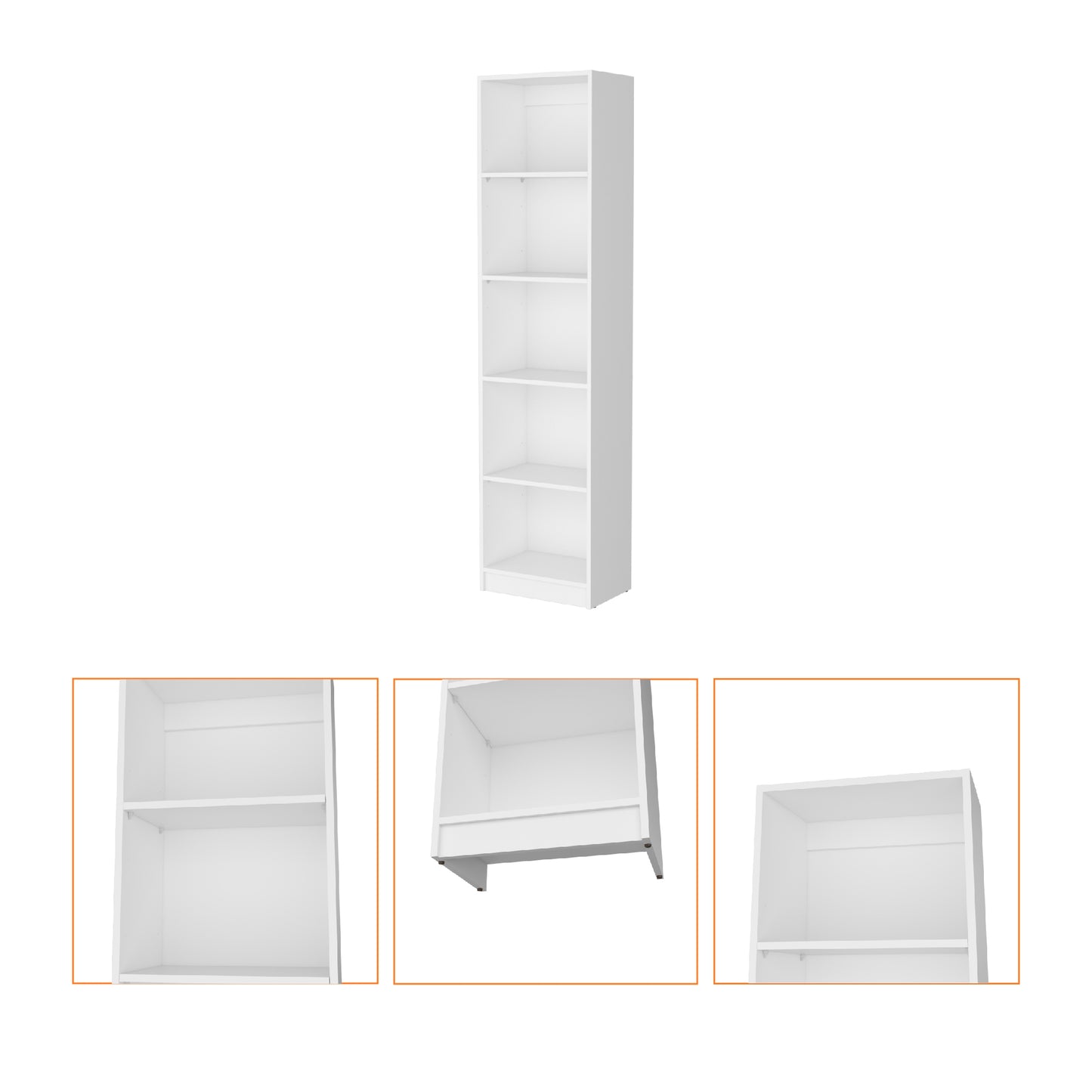 Biblioteca Estante Con Cinco Repisas Melamina, FM Furniture Blanco
