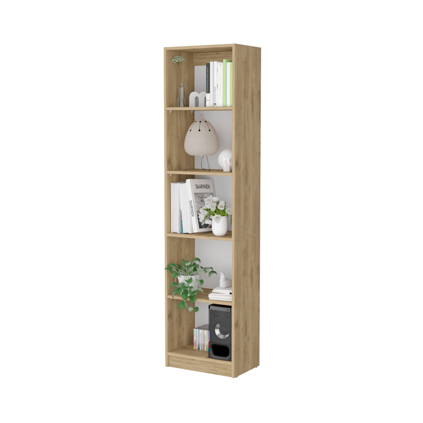Biblioteca Estante Con Cinco Repisas Melamina, FM Furniture Cafe Claro