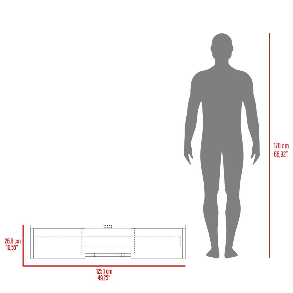 Mesa Para Tv Flotante Gleid, Nogal Europeo, con Dos Puertas Abatibles