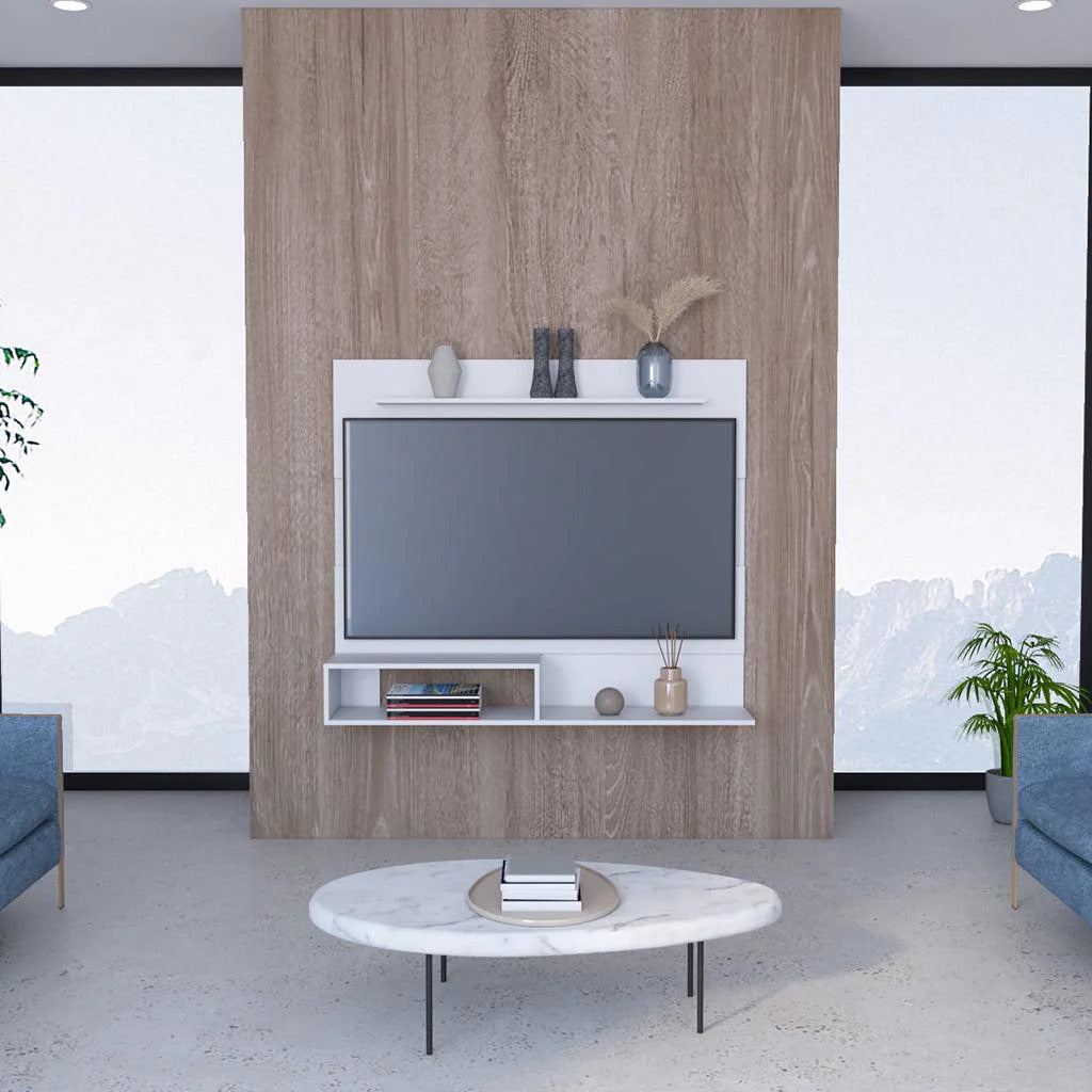 Panel de Tv Ascher, Blanco, con Espacio Para Televisor de Hasta 55 Pulgadas