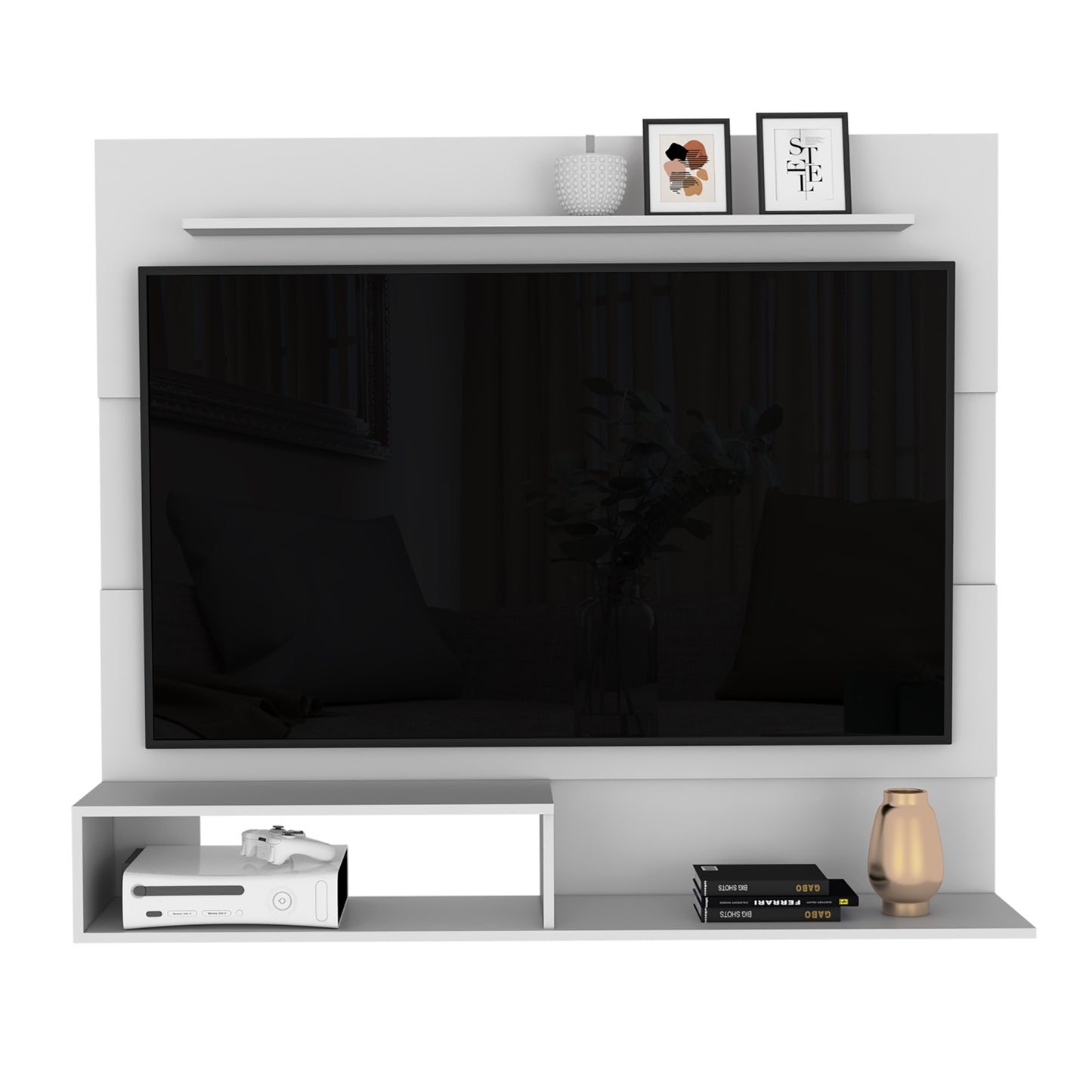 Panel de Tv Ascher, Blanco, con Espacio Para Televisor de Hasta 55 Pulgadas