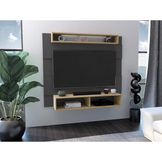 Panel Tv 65" Fm, Café Claro Y Gris