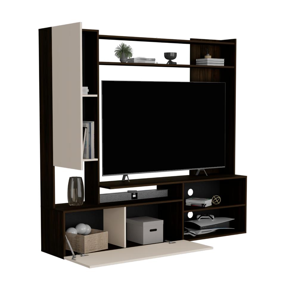 Estante Tv 70" Nolic Dos Puertas, Color Capri Y Nogal