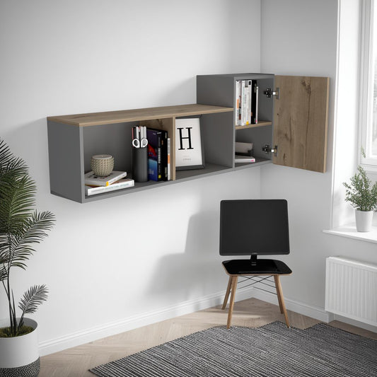 Repisa Flotante Esperanza, Café Claro y Gris Claro, Ideal Para Ubicar Objetos