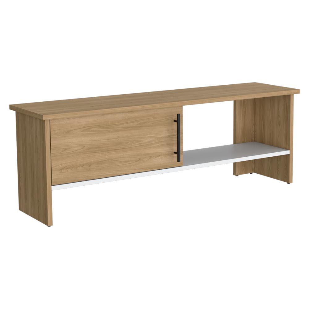 Mesa Para Tv Navi, Fresno Europeo y Blanco Duqueza, Para Televisor Hasta 55 Pulgadas Con Puerta