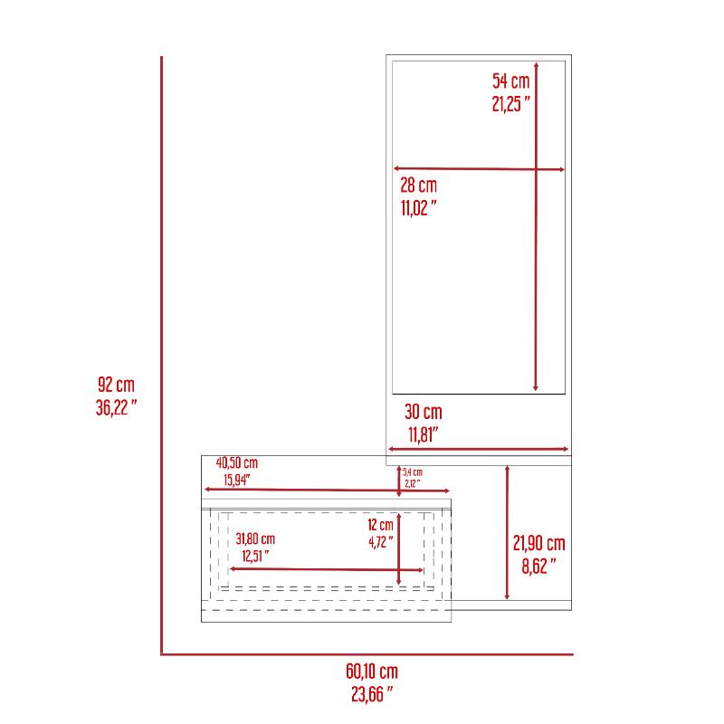 Mueble Recibidor Vienna, Recibidor Viena, Blanco, con un Cajón
