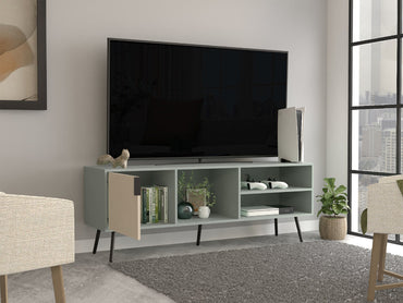 Rack Tv 65" Una Puerta, Verde Azulado